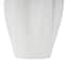 White Ceramic Abstract Ribbed Dimensional Folded Vase with Floral Shaped Rim
